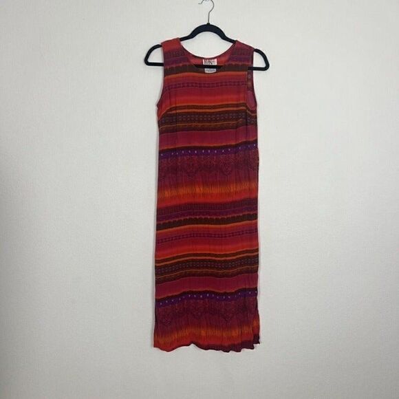 R&K Originals Womens Vintage 90s Red Sleeveless Sheath Abstract Maxi Dress 12P - Picture 1 of 12
